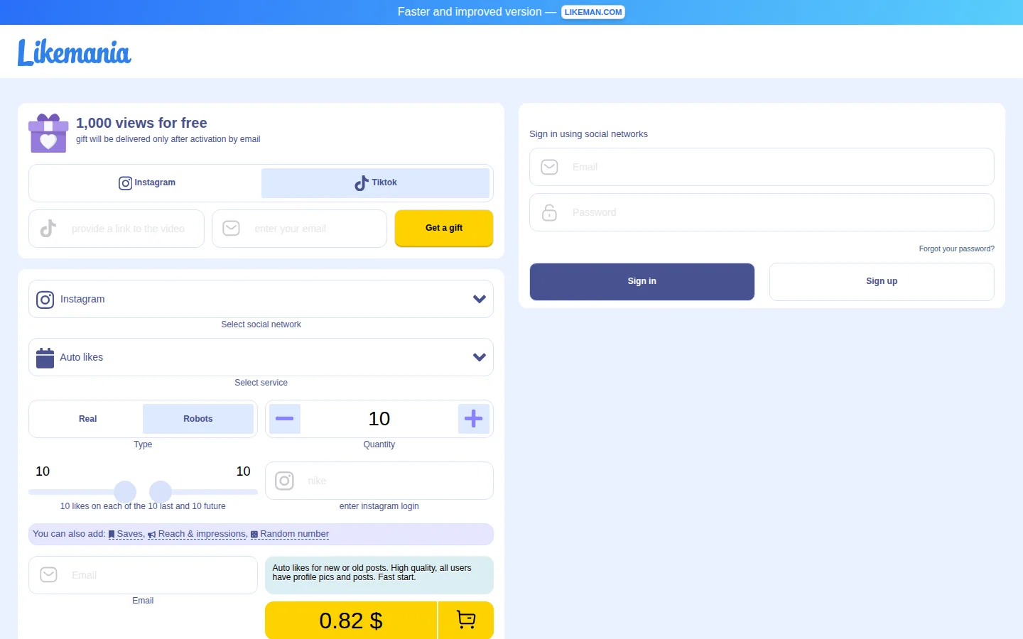 LikeMania — главная страница