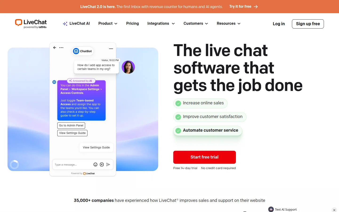 LiveChat для общения с посетителями сайта