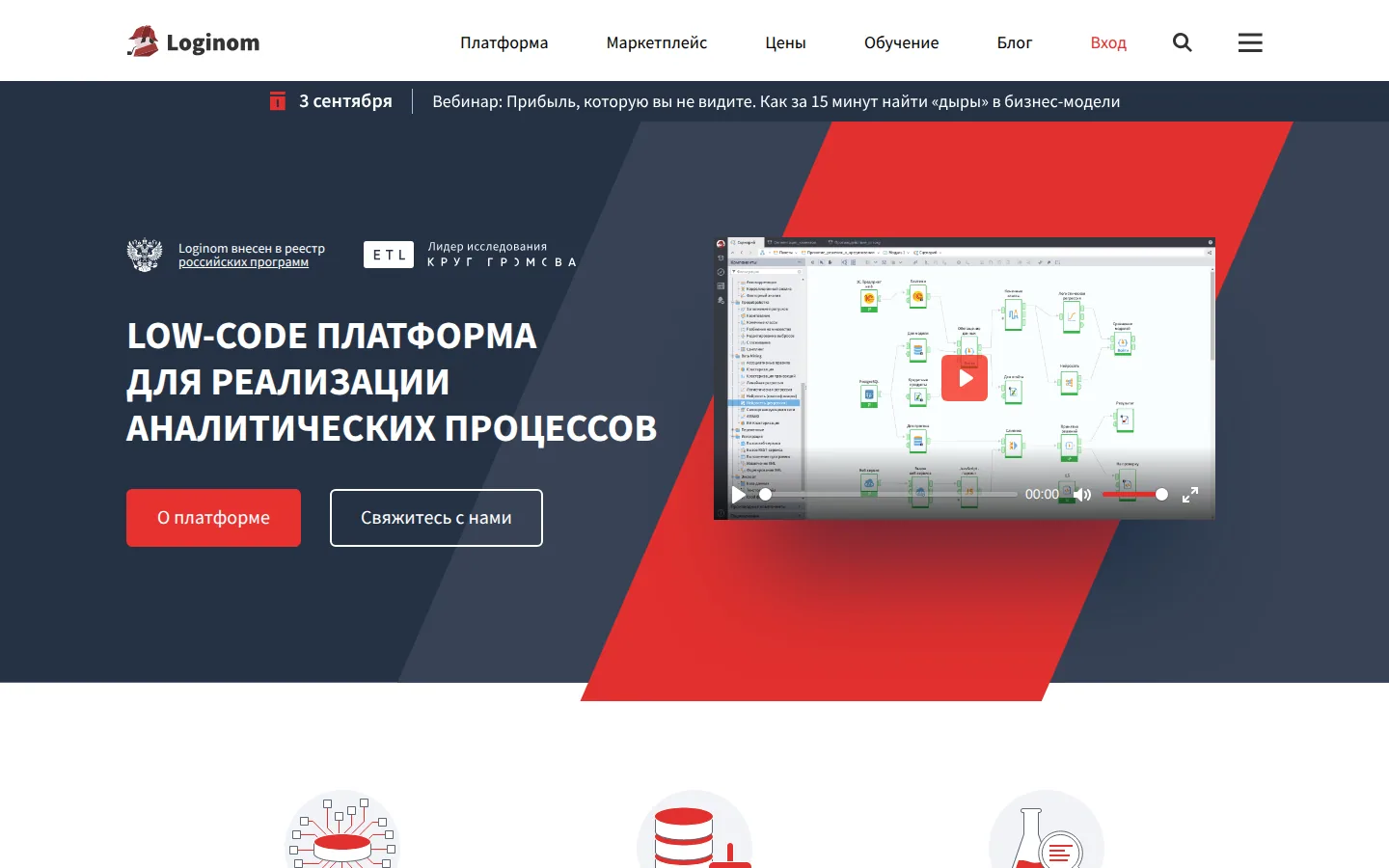 Главная страница сервиса Loginom
