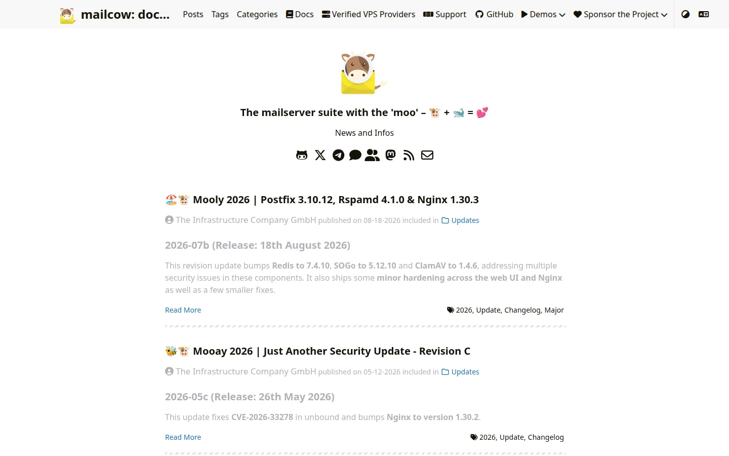 Главная страница сервиса mailcow