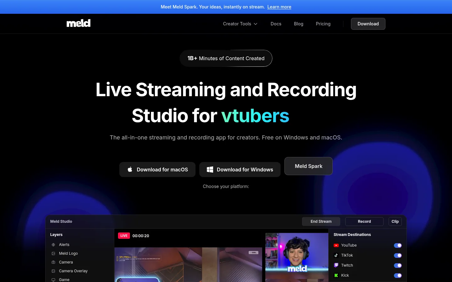 Главная страница сервиса Meld Studio