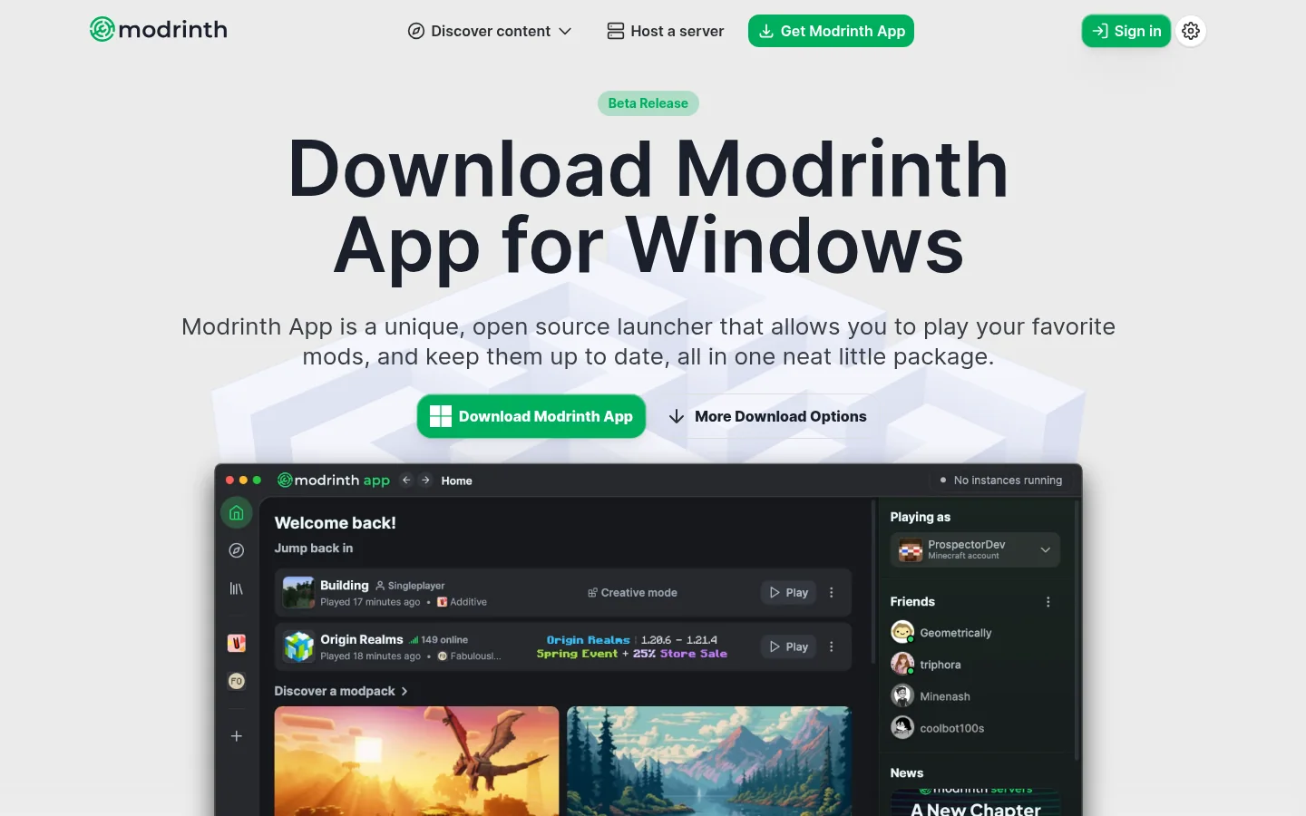 Приложение Modrinth