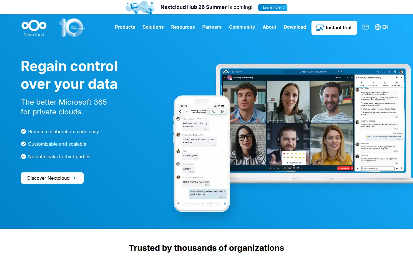 Главная страница сервиса Nextcloud