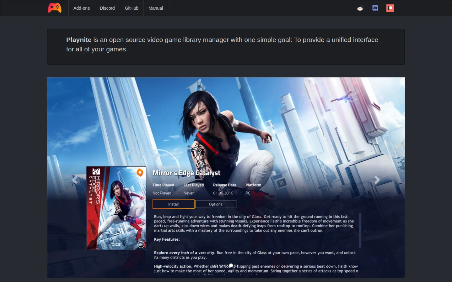 Интерфейс Playnite