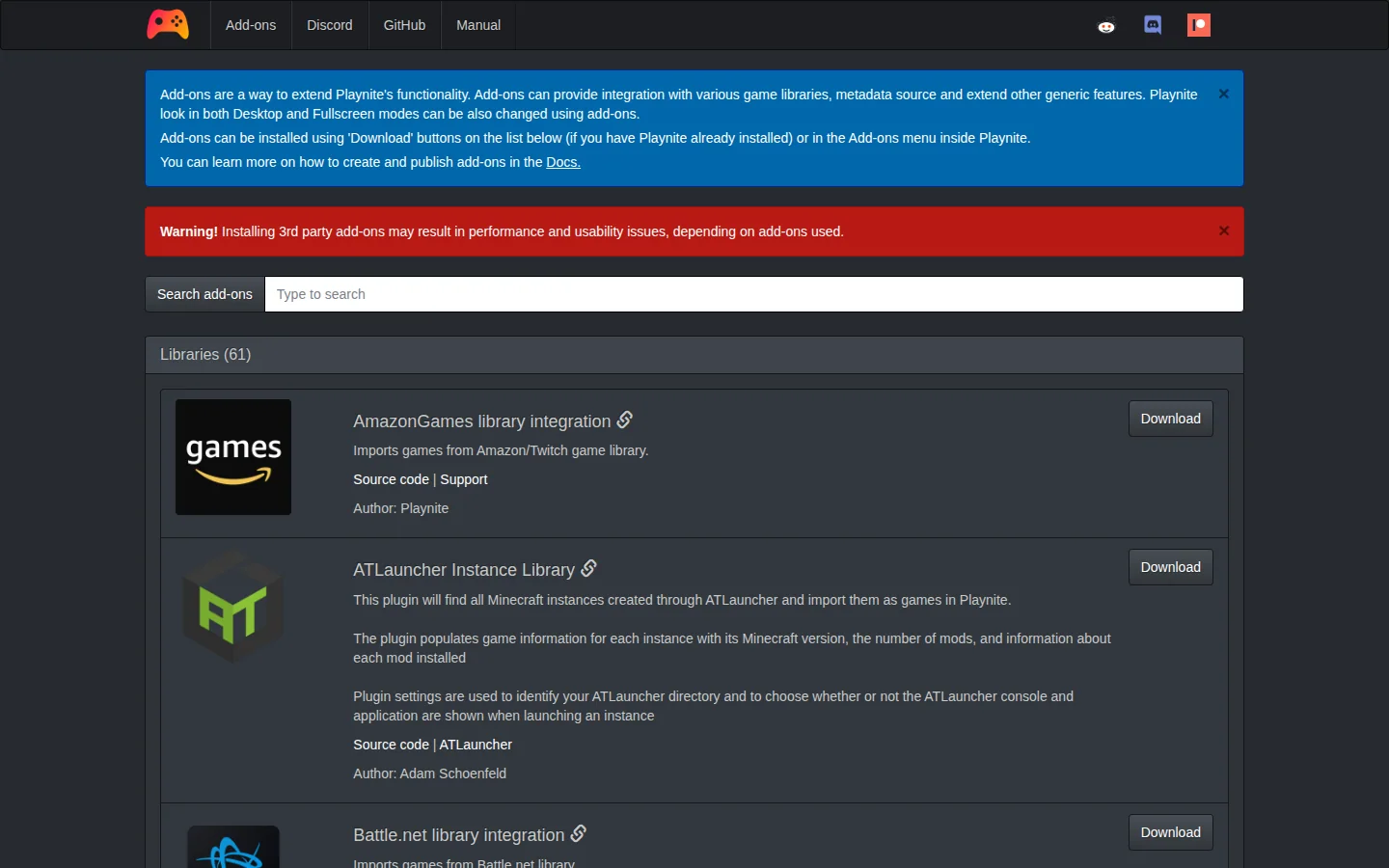 Дополнения Playnite