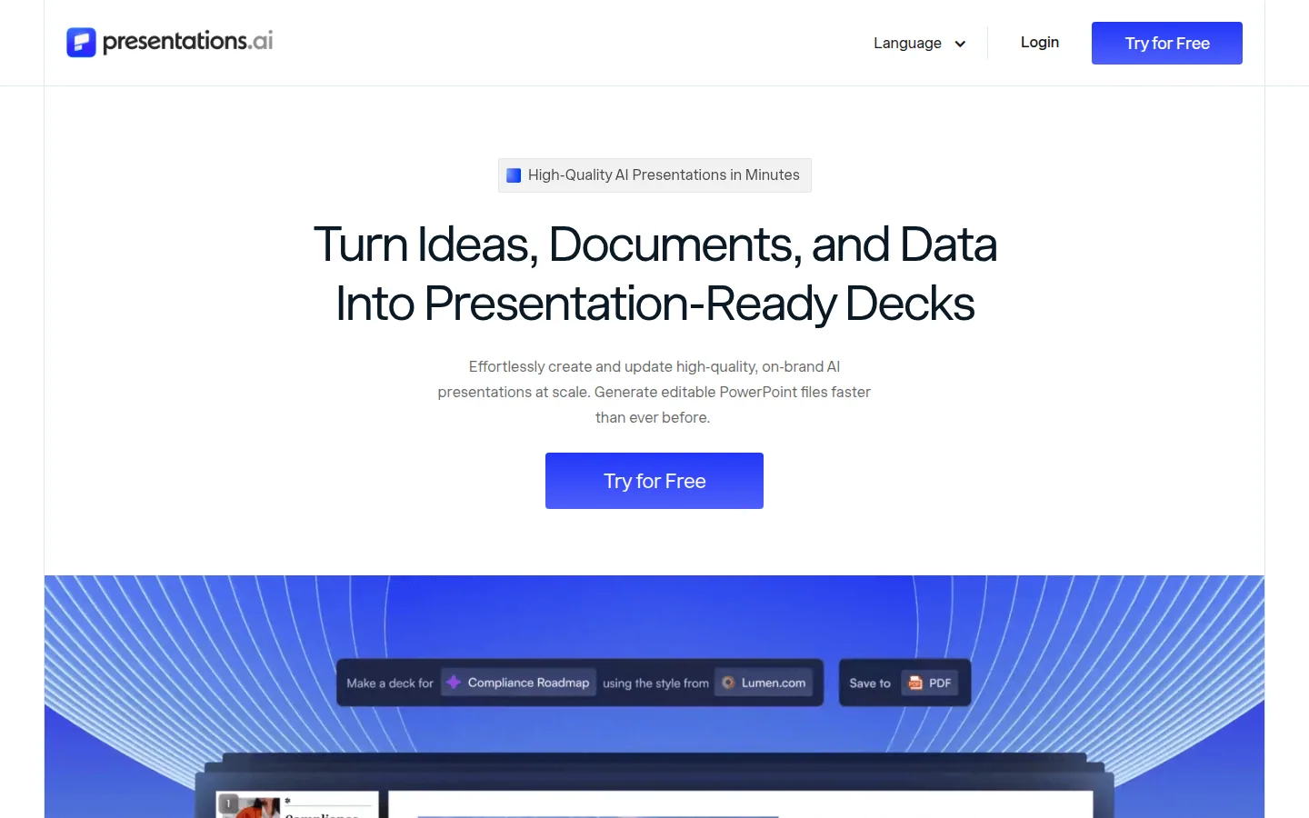Главная страница сервиса Presentations.AI