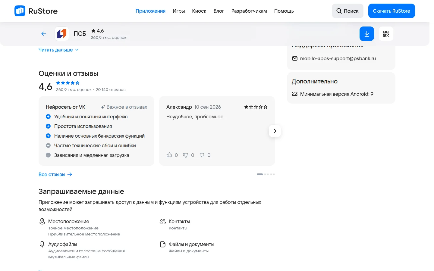 ПСБ — интерфейс и сведения