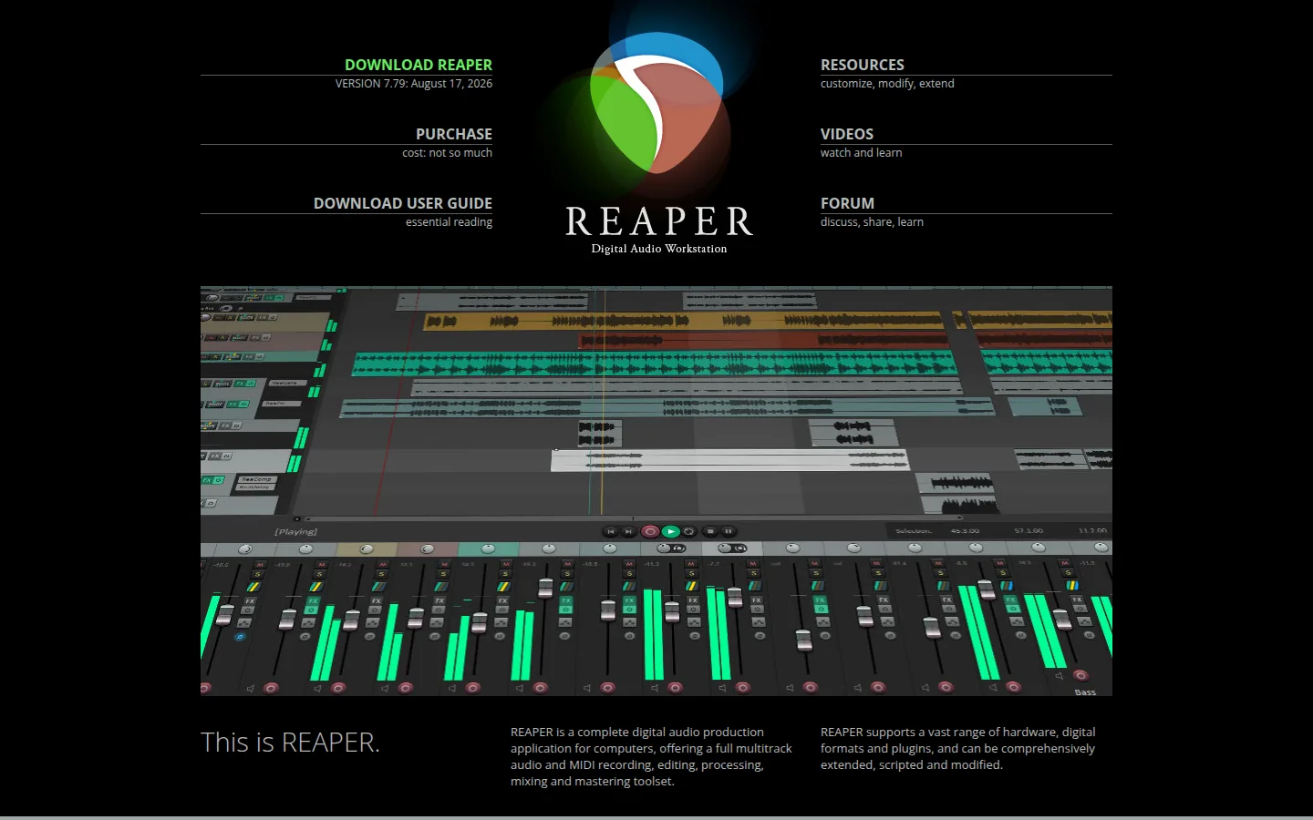 Главная страница сервиса REAPER