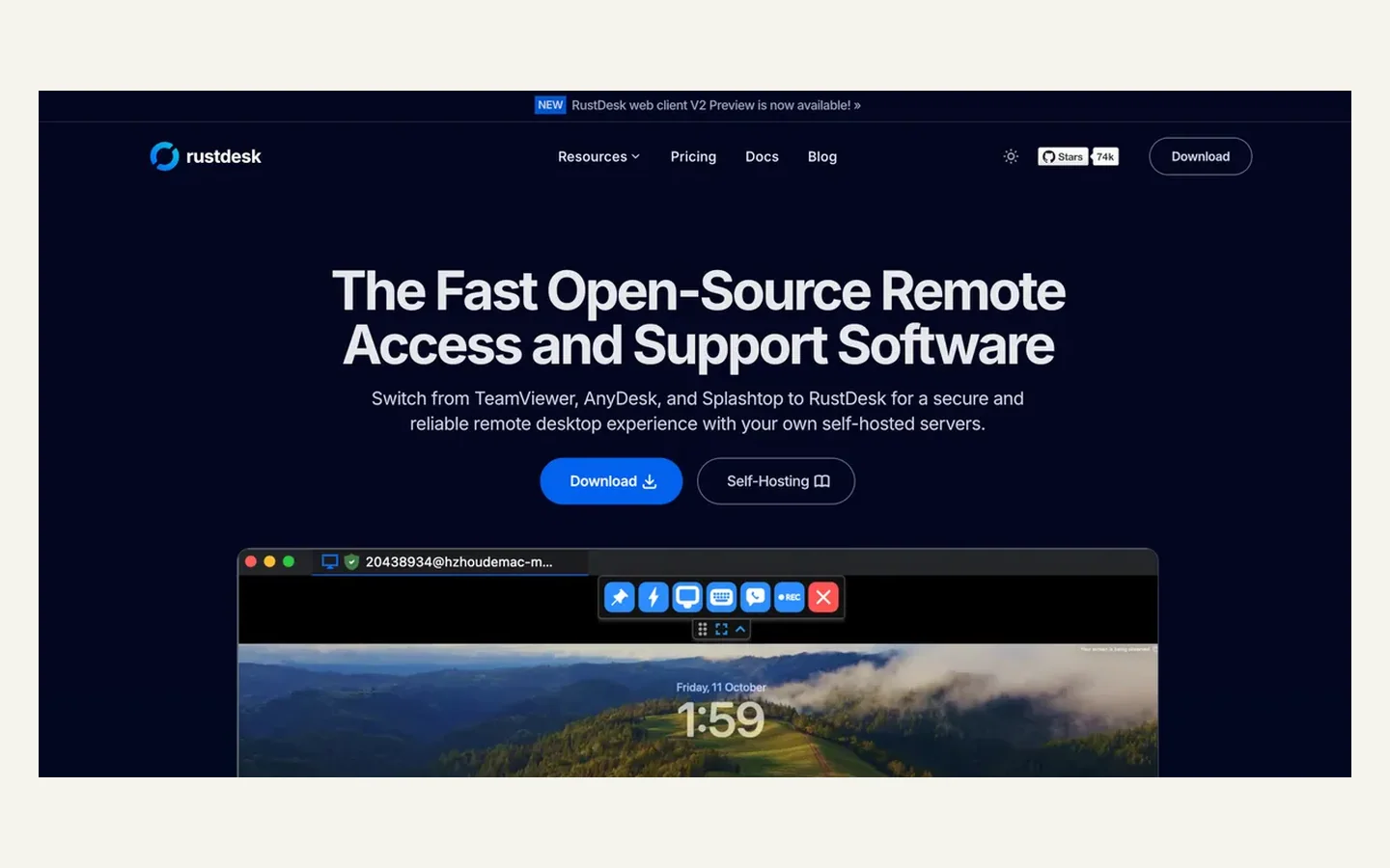 Официальная продуктовая иллюстрация сервиса RustDesk