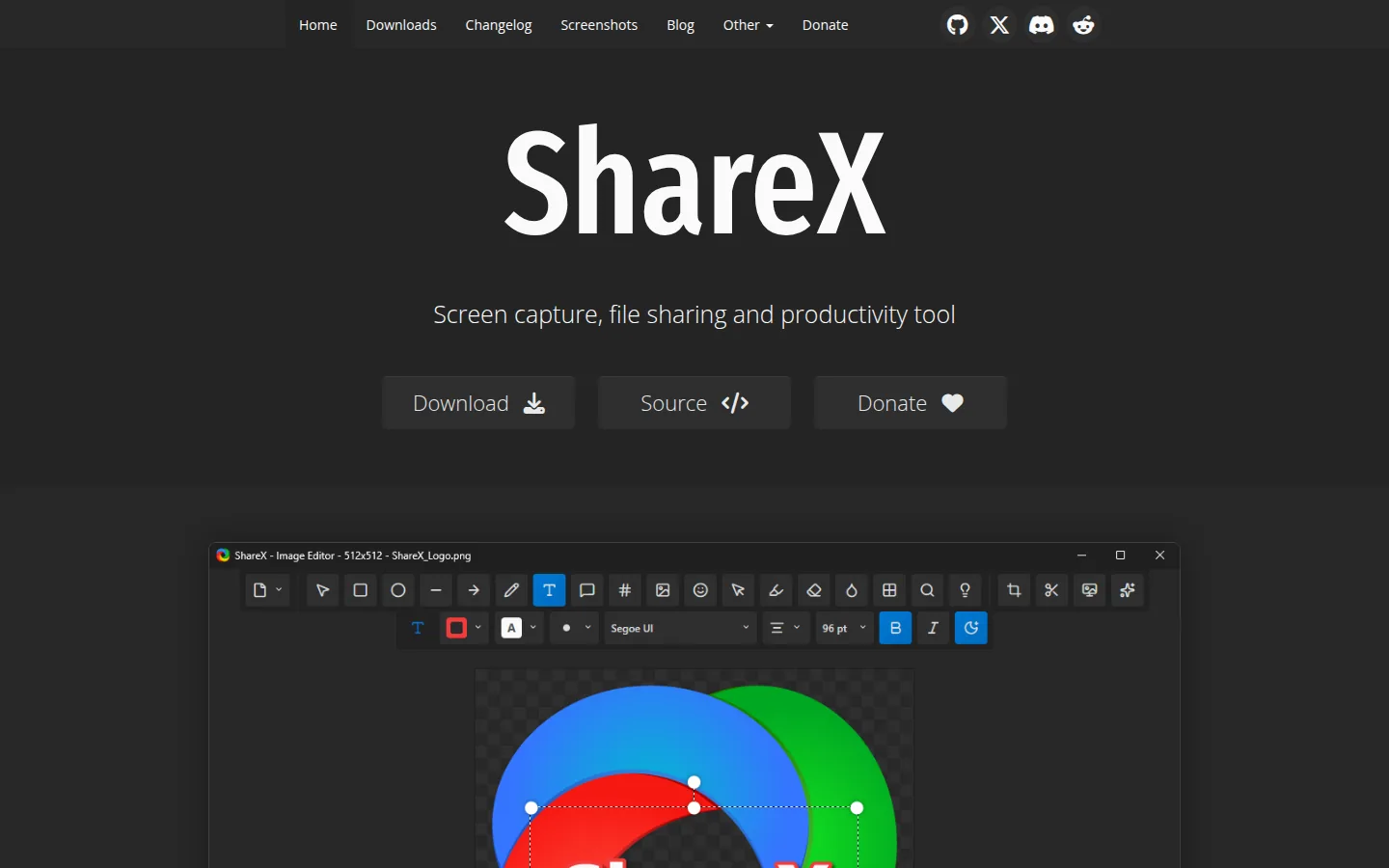 Главная страница сервиса ShareX