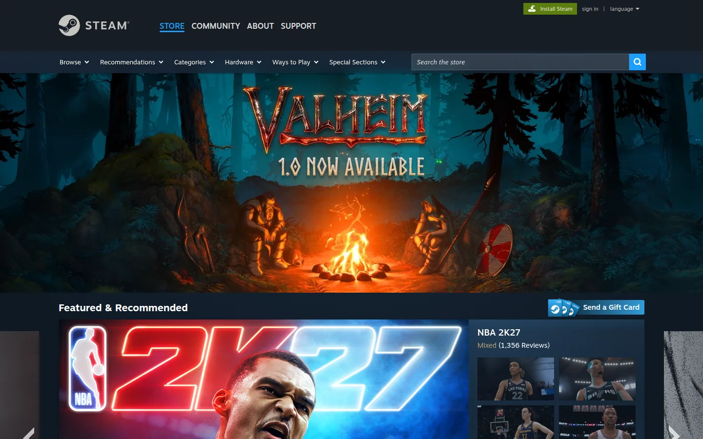 Главная магазина Steam