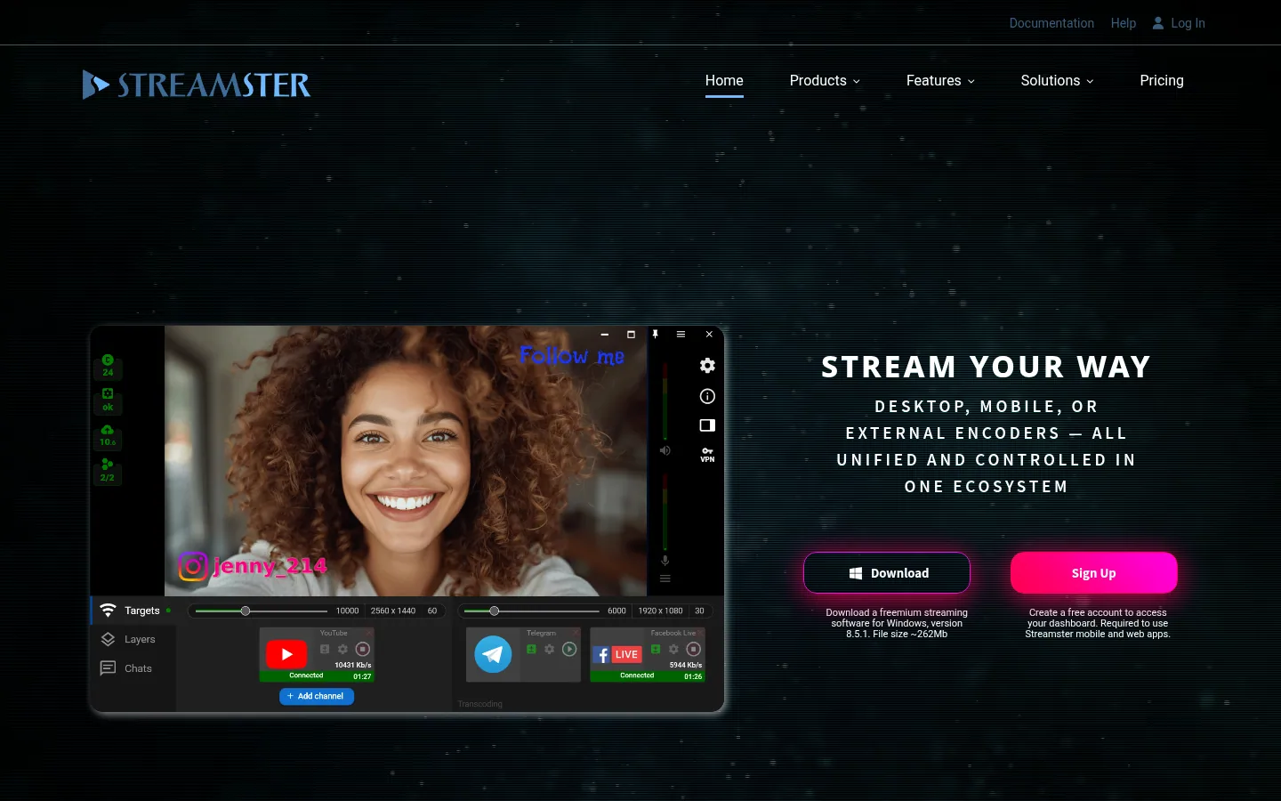 Главная страница сервиса Streamster