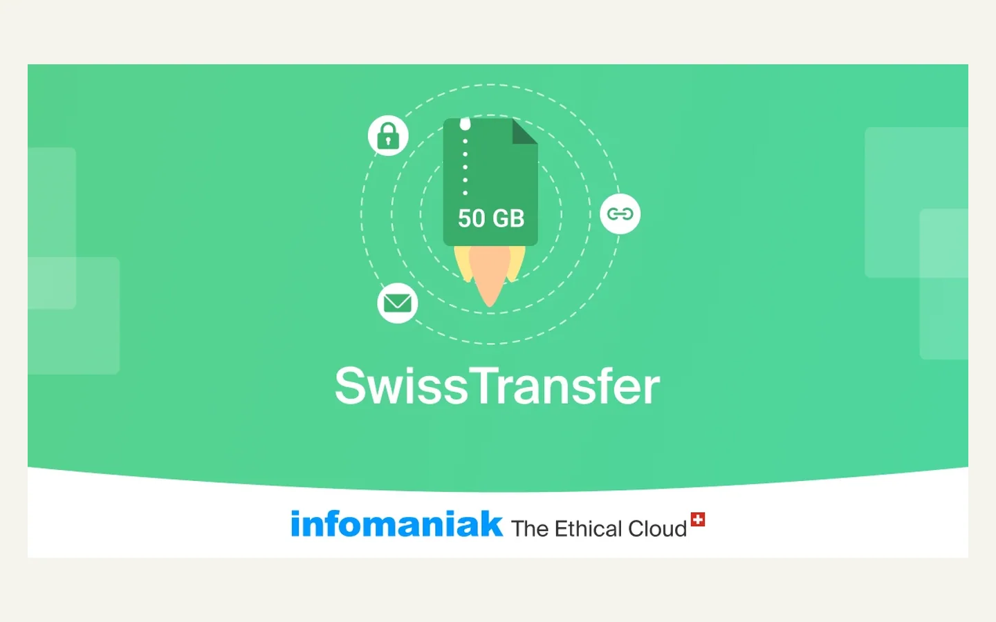 Официальная продуктовая иллюстрация сервиса SwissTransfer