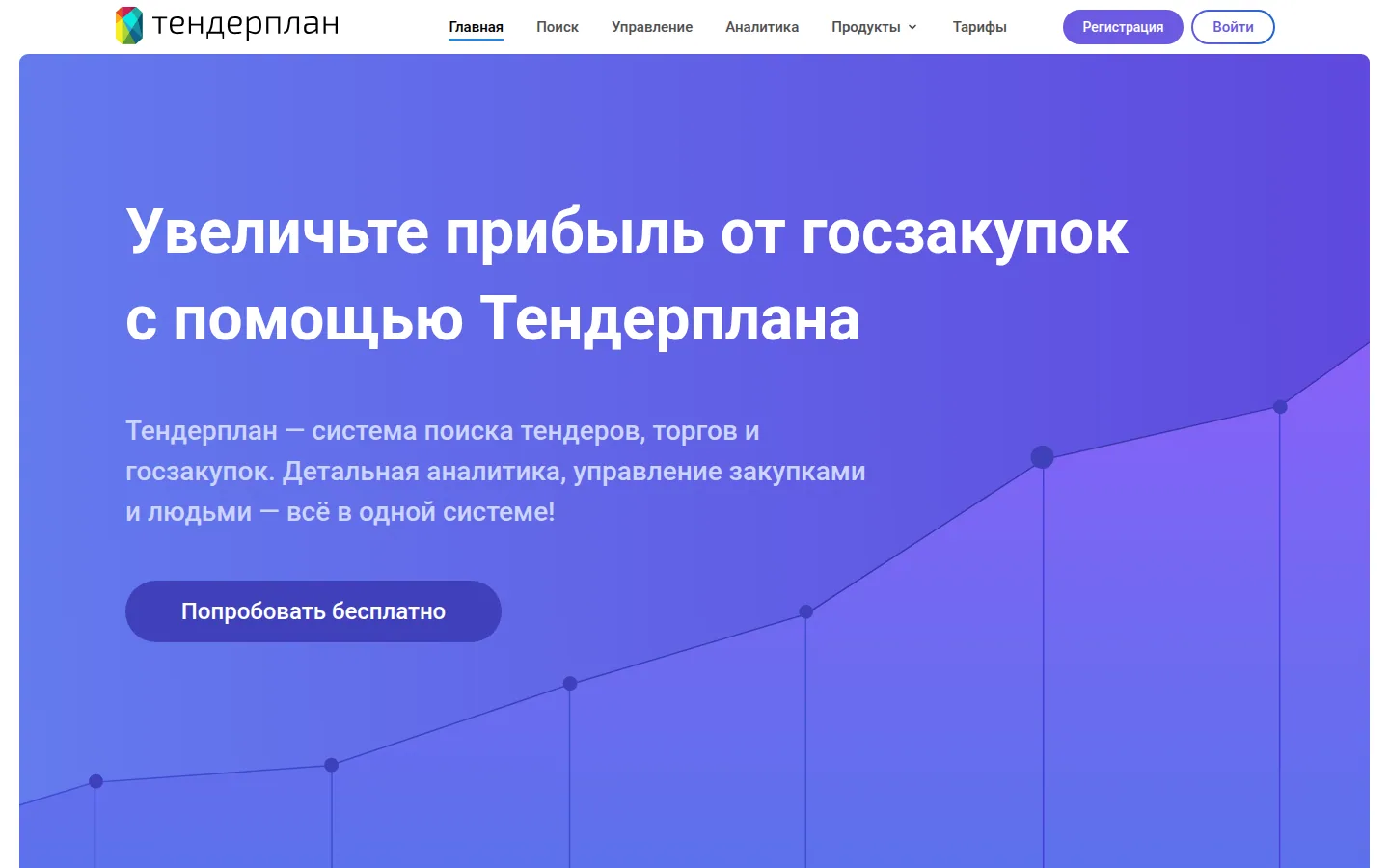 Главная страница сервиса Тендерплан