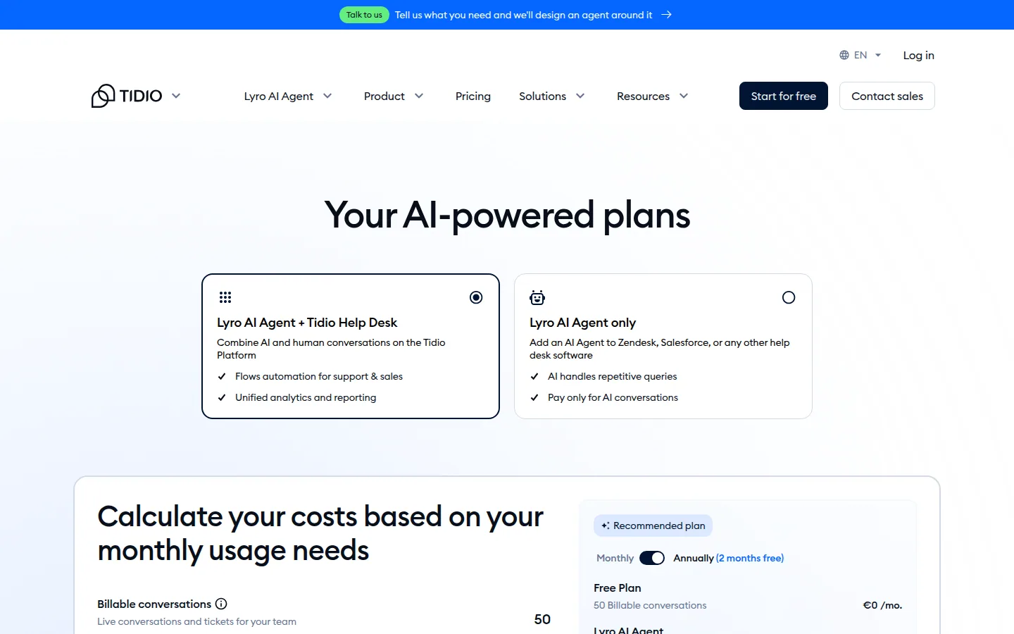Тарифы Tidio Free Starter Growth