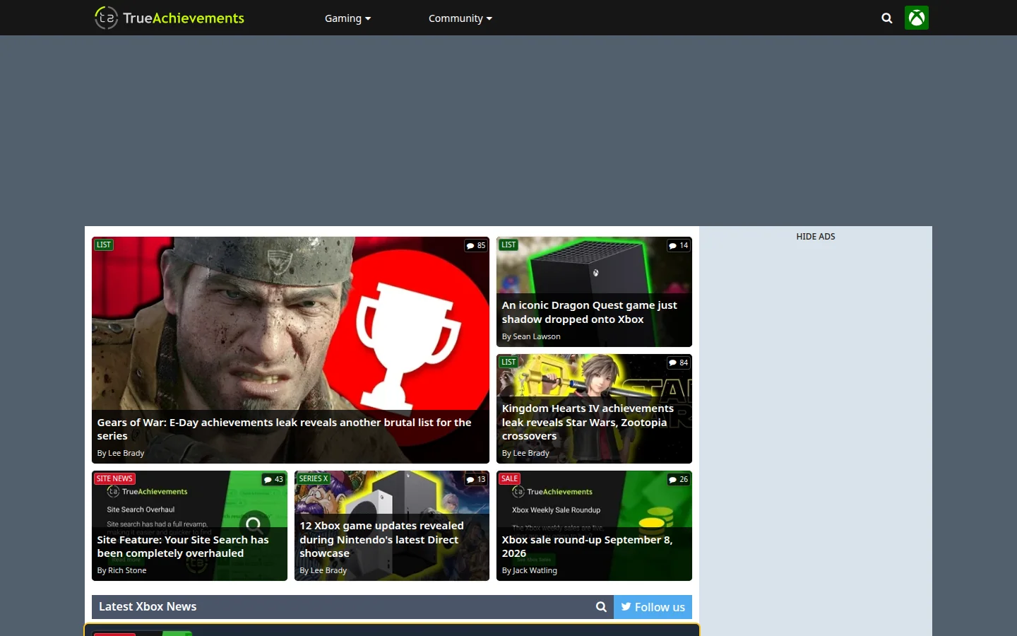 TrueAchievements — профиль достижений