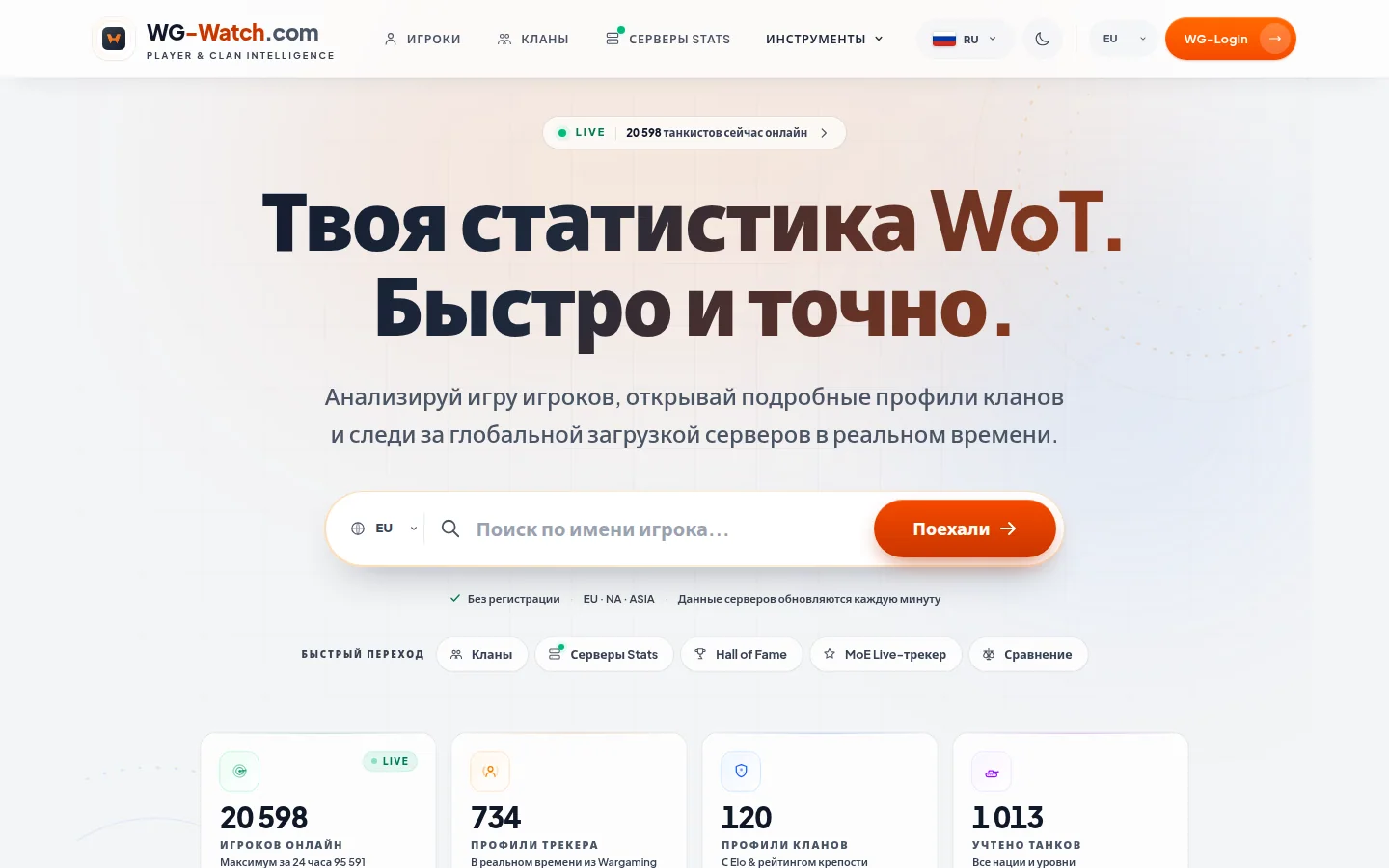 Главная страница WG-Watch на русском