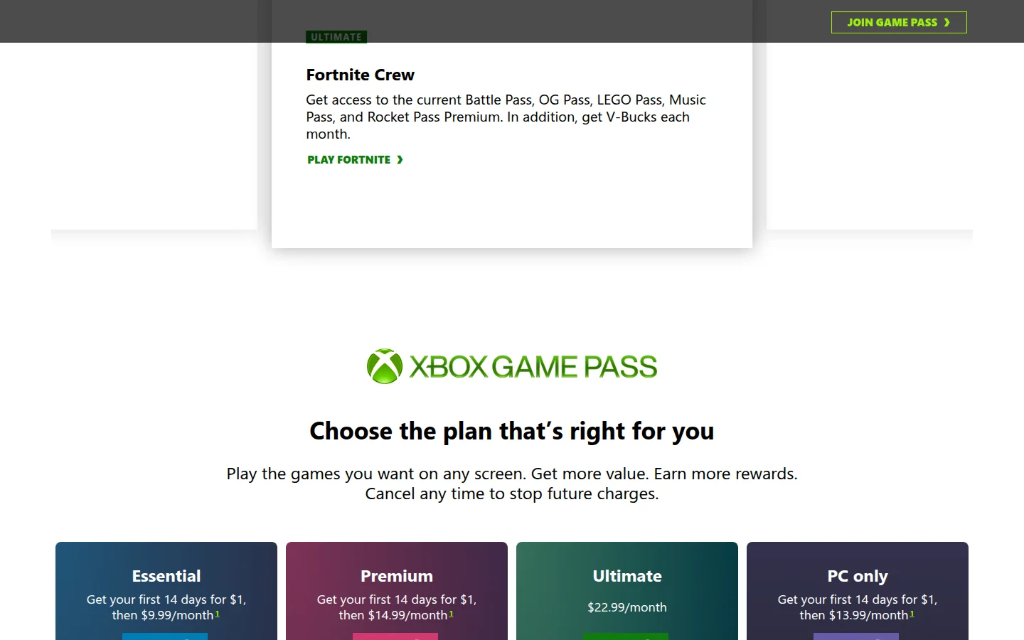 Уровни Xbox Game Pass