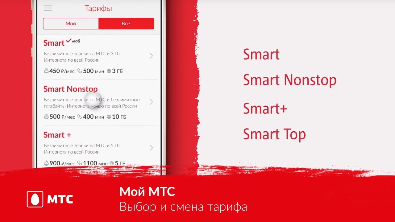 Как выбрать и сменить тариф в «Мой МТС»