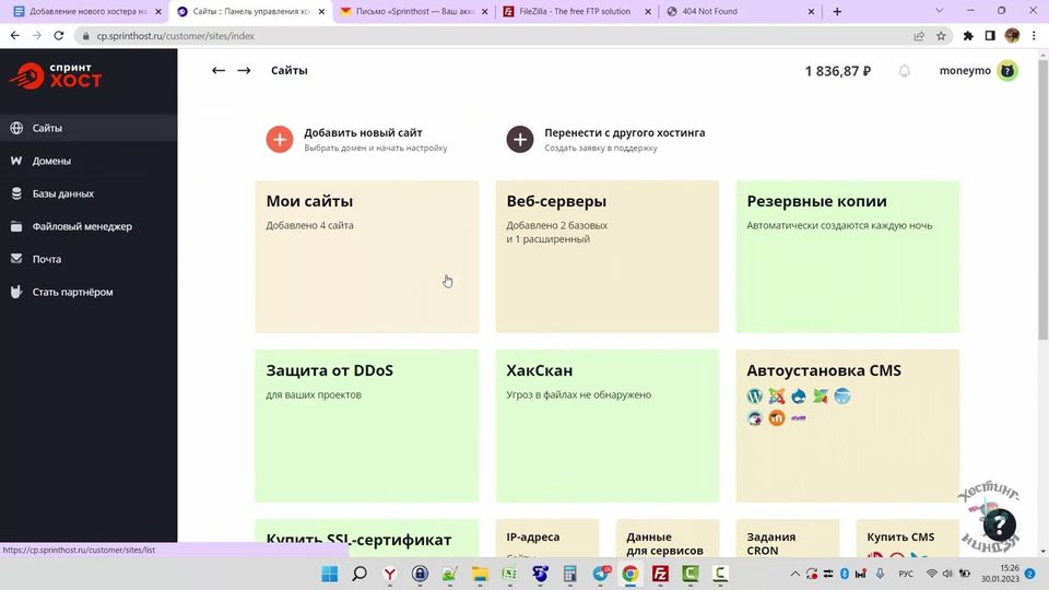 Хостинг Sprinthost.ru. Как перенести сайт на свой хостинг. 2023 год