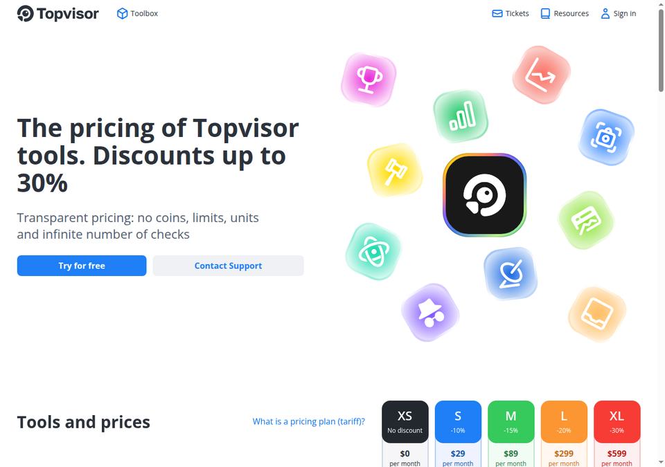 Топвизор — страница тарифов