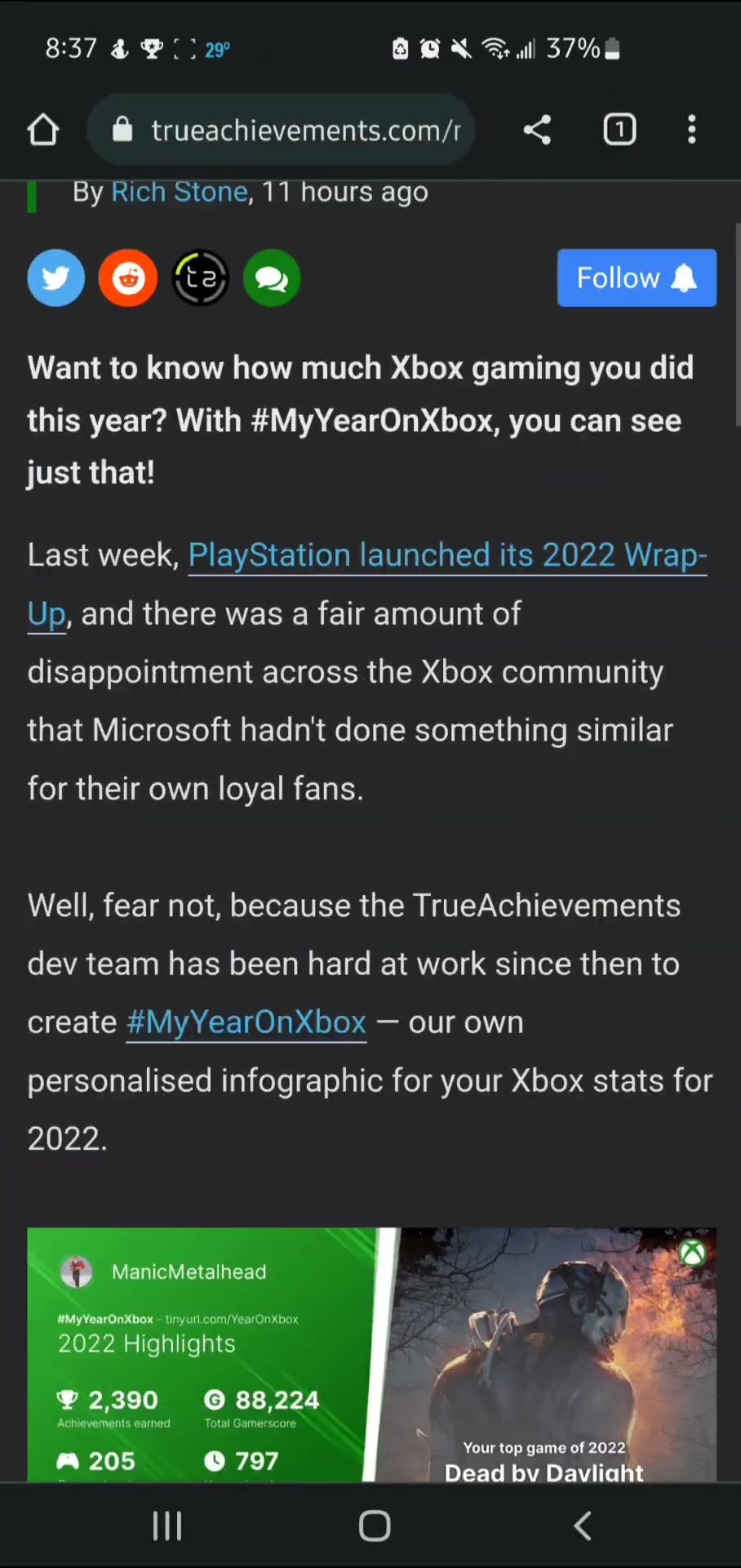 Go to TrueAchievements if you want your #MyYearOnXbox !