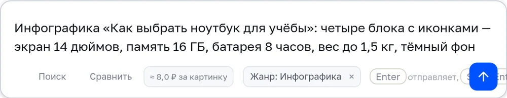 Поле ввода с описанием инфографики