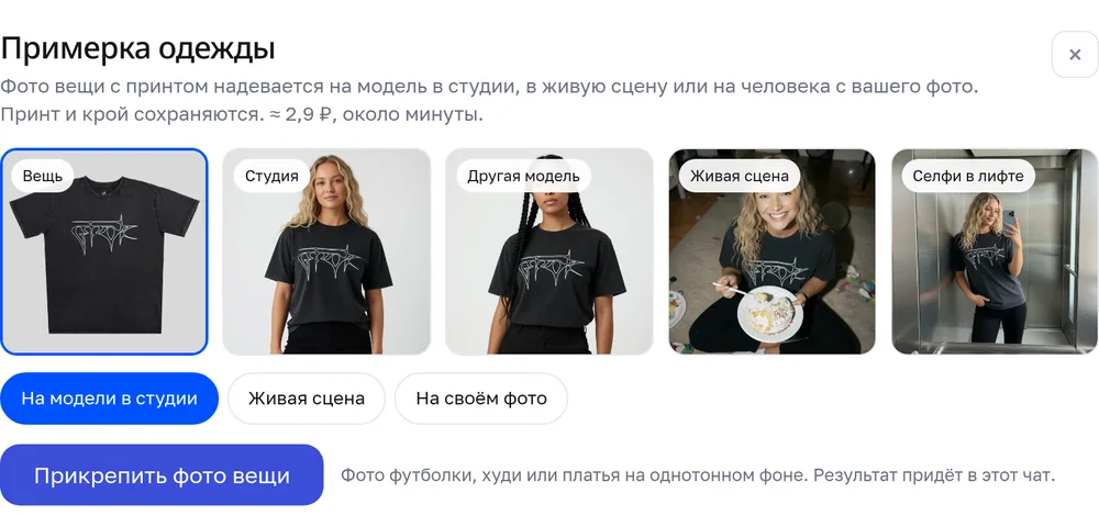 Студия «Примерка одежды» в чате